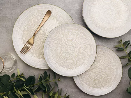 Komplet talerzy na 6 osób (18 el.) Lubiana - Boss / Roma 9230 Piaskowa Mandala