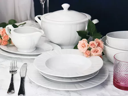 Serwis obiadowy na 6 osób (25el) Ćmielów - Oktawa biała 0001