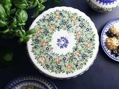Patera na nodze 27 cm Bolesławiec - Kwiatowy Ogród