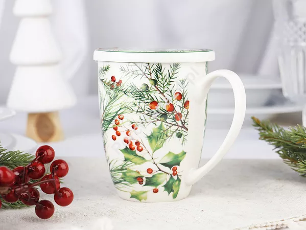 Kubek z zaparzaczem 0,36 l  Duo - Christmas Leaves 15.CHLE.KZ Kubek z zaparzaczem 0,36 l  Duo - Christmas Leaves 15.CHLE.KZ