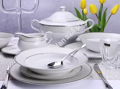 Serwis obiadowy na 12 osób (43el) Bogucice - Martha Platin Classic 975