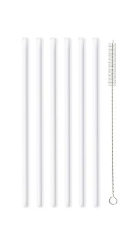 Kpl. słomek / rurek szklanych  prostych 20 cm (6 szt.) Vialli Design - Białe 1K.SŁO.6612