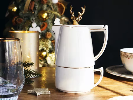 Zestaw imbryk z zaparzaczem 0,38 l + filiżanka 0,25 l (3 el.) Altom Design - Tea for One Złoty Jeleń 07.CB.2583