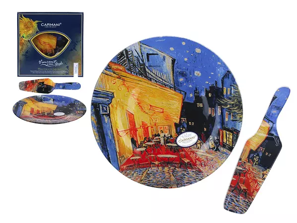 Talerz dekoracyjny + łopatka Carmani - Vincent van Gogh, Taras kawiarni nocą 33.198-1227 Talerz dekoracyjny + łopatka Carmani - Vincent van Gogh, Taras kawiarni nocą 33.198-1227