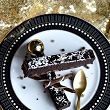 Zestaw do ciasta dla 6 osób Ćmielów - Kolekcja Jenny ART DECO G848 - czarny talerz