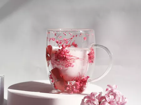 Szklanka termiczna z podwójną ścianką 0,3 L Ecarla - Flora Red 20.SZK204