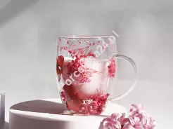 Szklanka termiczna z podwójną ścianką 0,3 L Ecarla - Flora Red 20.SZK204