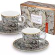 Komplet 2 filiżanek ze spodkiem espresso Carmani - Vincent van Gogh - Kwitnący Migdałowiec (Srebrny) 33.830-0711