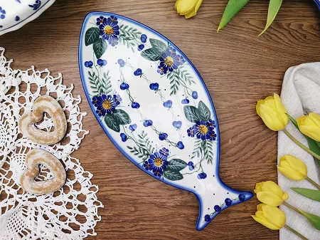 Półmisek do ryb 37 cm Bolesławiec - Kwiaty Kuleszy gat. I