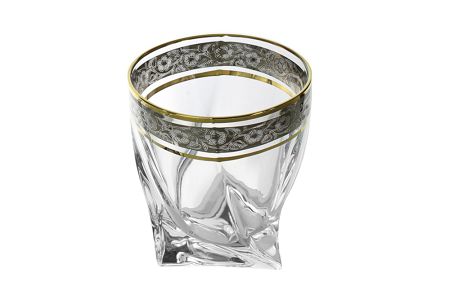 Kpl. szklanek do whisky 340 ml (6szt) Bohemia - QUADRO Złoto Platyna 4SB.QUZ.949209