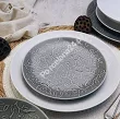 Komplet talerzy na 6 osób (18 el) Lubiana - Hanami Klasyczna Biel / Kamienna Szarość
