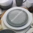 Komplet talerzy na 6 osób (18 el) Lubiana - Hanami Klasyczna Biel / Kamienna Szarość