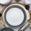 Komplet talerzy na 6 osób (18 el) Lubiana - Hanami Klasyczna Biel / Kamienna Szarość