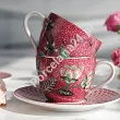Komplet 2 filiżanek ze spodkiem 0,12 L Pip Studio - Flower Festival Dark Pink 51.FFDP.004.146