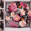 Kpl. 6 filiżanek ze spodkiem 250 ml Duo - Spring roses black 15.SPR-B.K6FS
