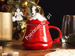 Kubek z pokrywką 0,42 L Altom Design - Choinka Czerwony 07.CHR.2864