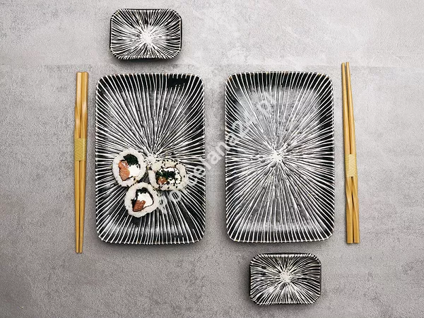 Zestaw do sushi dla 2 osób (4 el.) z pałeczkami Tokyo Design Studio - Tokusa Brown 33847 Zestaw do sushi dla 2 osób (4 el.) z pałeczkami Tokyo Design Studio - Tokusa Brown 33847