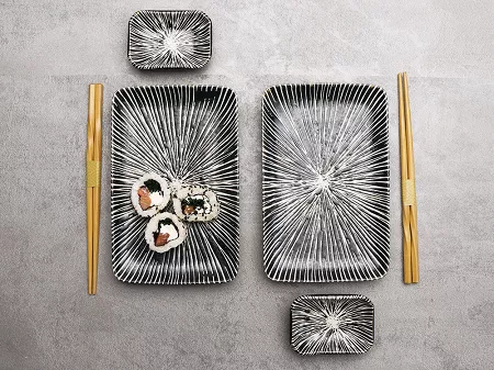 Zestaw do sushi dla 2 osób (4 el.) z pałeczkami Tokyo Design Studio - Tokusa Brown 33847