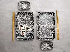 Zestaw do sushi dla 2 osób (4 el.) z pałeczkami Tokyo Design Studio - Tokusa Brown 33847