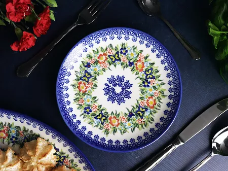 Talerz deserowy 19 cm Bolesławiec - Kwiatowy Ogród