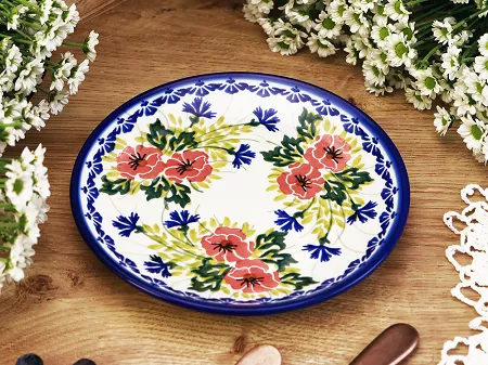 Talerz deserowy 17 cm Bolesławiec - Maki Smolińskiej gat. I