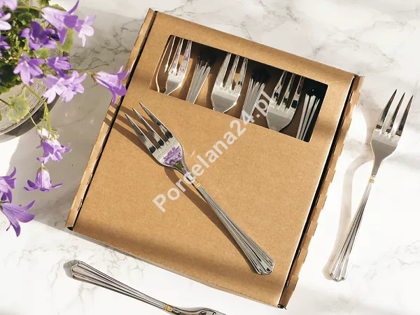 Komplet 6 widelczyków do ciasta 15 cm Pintinox 1929 - Bernini (3.0 mm) złocony GIFT BOX Komplet 6 widelczyków do ciasta 15 cm Pintinox 1929 - Bernini (3.0 mm) złocony GIFT BOX