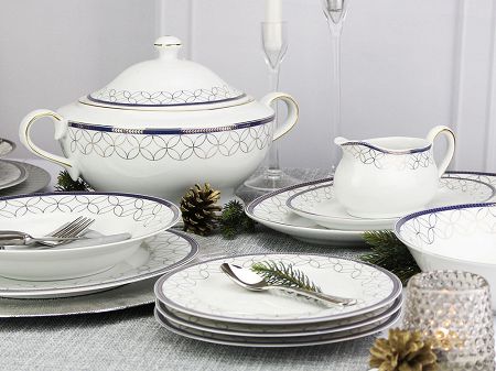 EVIA BLUE Serwis obiadowo-kawowy dla 6 osób Porcelana Bogucice - Łódź Salon  Porcelany