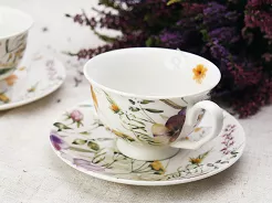 Komplet 2 filiżanek ze spodkami 0,25 l / 15 cm Duo - Pansy 15.PAN.K2FS