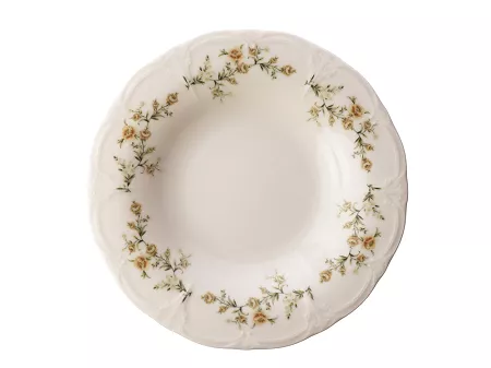 Talerz głęboki 23 cm Bon Bistro - Retro Brown Flowers ecru