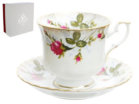 Filiżanka ze spodkiem 0,22 L / 14,5 cm (prosta) Chodzież  - Iwona B013 ZŁOCONA RÓŻA Gift Box