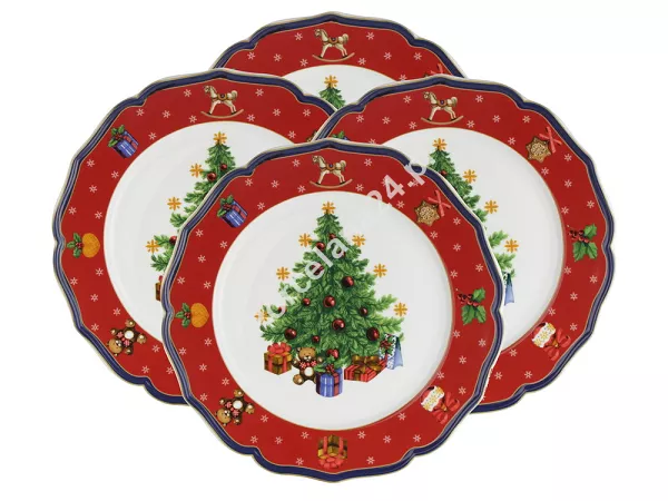 Komplet 4 talerzy deserowych 22 cm Bogucice - Cicha Noc Czerwone 986 Komplet 4 talerzy deserowych 22 cm Bogucice - Cicha Noc Czerwone 986