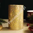 Świecznik szklany LED 14 cm Altom Design - Śnieżynki złoty 07.CHR.1646