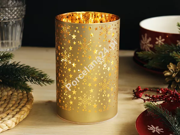Świecznik szklany LED 14 cm Altom Design - Śnieżynki złoty 07.CHR.1646 Świecznik szklany LED 14 cm Altom Design - Śnieżynki złoty 07.CHR.1646