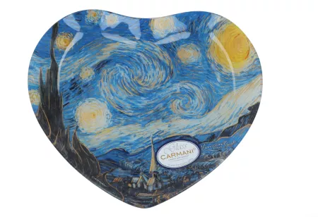 Talerz dekoracyjny w kształcie serca 24,5 cm Carmani - Vincent van Gogh - Gwieździsta noc 33.198-1426