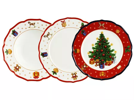 Komplet talerzy dla 1 osoby (3 el.) Bogucice - Cicha Noc Czerwone 986