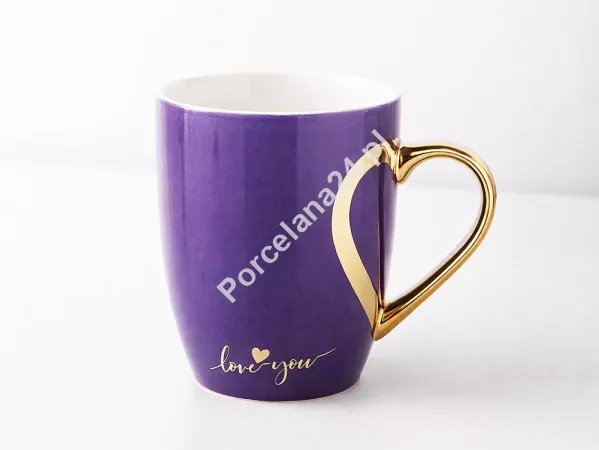 Kubek ze złotym uchem 0,3 L Altom Design - Fioletowy 07.WAL.2174 Kubek ze złotym uchem 0,3 L Altom Design - Fioletowy 07.WAL.2174