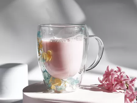 Szklanka termiczna z podwójną ścianką 0,3 L Ecarla - Hortensja Bloom Green 20.SZK179ZIE