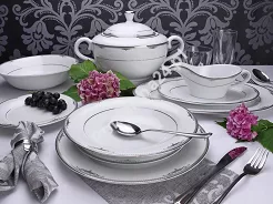 Serwis obiadowy na 6 osób (25el) Bogucice - Luxor Platin 1045