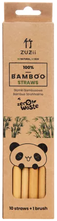SŁOMKI BAMBUSOWE NATURALNE Z KORĄ 10 szt + CZYŚCIK - ZUZII SŁOMKI BAMBUSOWE NATURALNE Z KORĄ 10 szt + CZYŚCIK - ZUZII