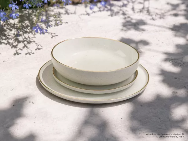 Komplet talerzy na 6 osób (18 el.) Bogucice - Alumina Granite Cool White Gold Nordica 1128G Komplet talerzy na 6 osób (18 el.) Bogucice - Alumina Granite Cool White Gold Nordica 1128G