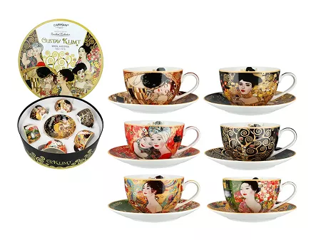 Kpl. filiżanek ze spodkiem 0,23L w opakowaniu (6 szt.) Carmani - Gustav Klimt 33.532-8403
