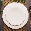 Komplet talerzy na 6 osób (18 el.) Chic - Floret White - Bronze