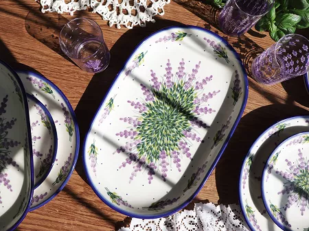Półmisek owalny 36 cm Bolesławiec - Lawendowy Zakątek