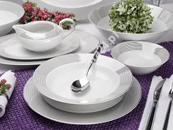 Serwis obiadowy na 12 osób (44 el) Chodzież - Yvonne E520 LINEA PLATYNOWA BW