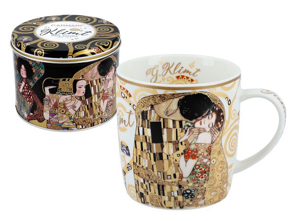 Kubek 0,45 L w puszce Carmani - Gustav Klimt - The Kiss kremowe tło 33.532-3101 Kubek 0,45 L w puszce Carmani - Gustav Klimt - The Kiss kremowe tło 33.532-3101